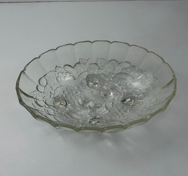 Indiana Glass Grape Harvest Footed Fruit Bowl