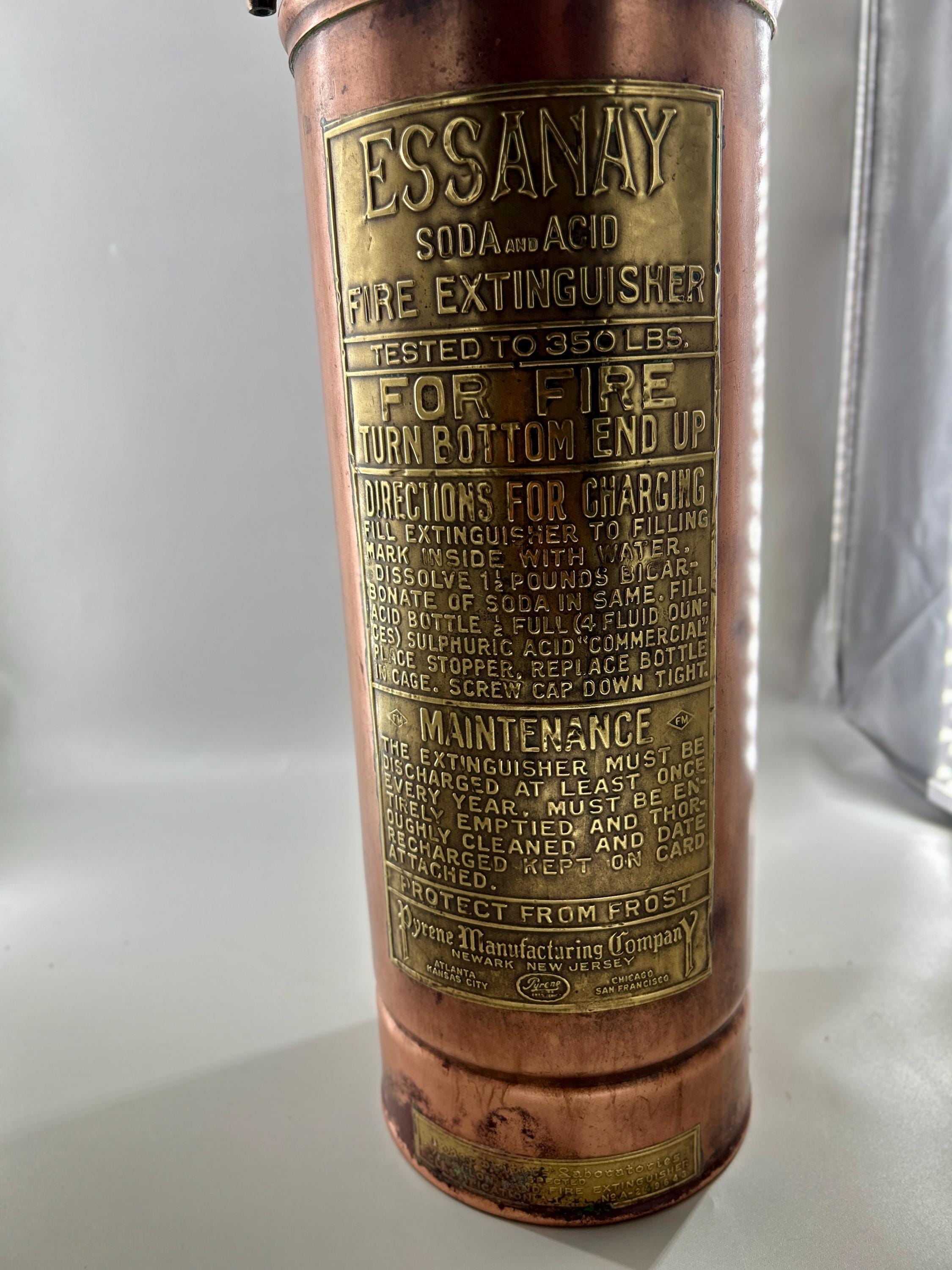 ESSANAY Soda Acid Fire Extinguisher Antique Copper Brass Original