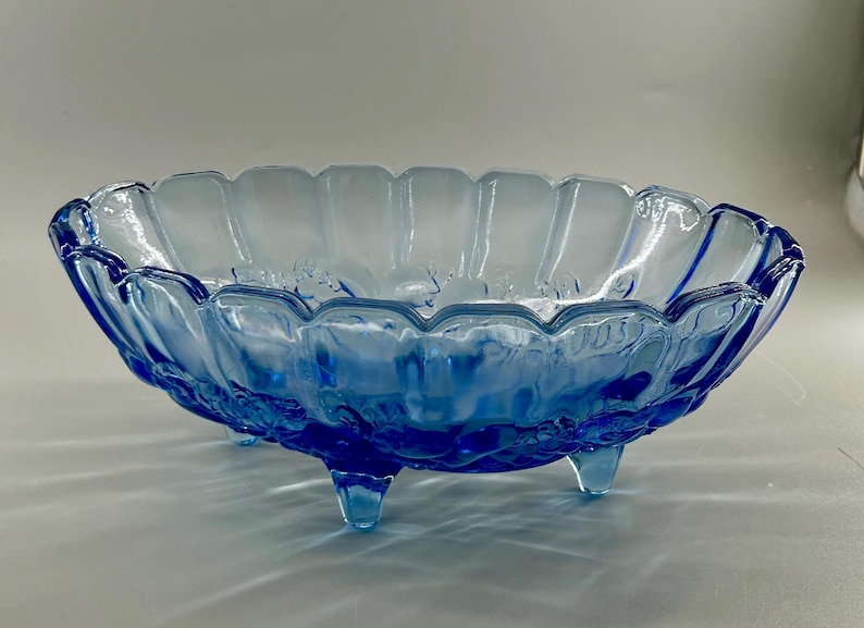 Indiana Glass Sapphire Blue Thumbprint Fruit Bowl