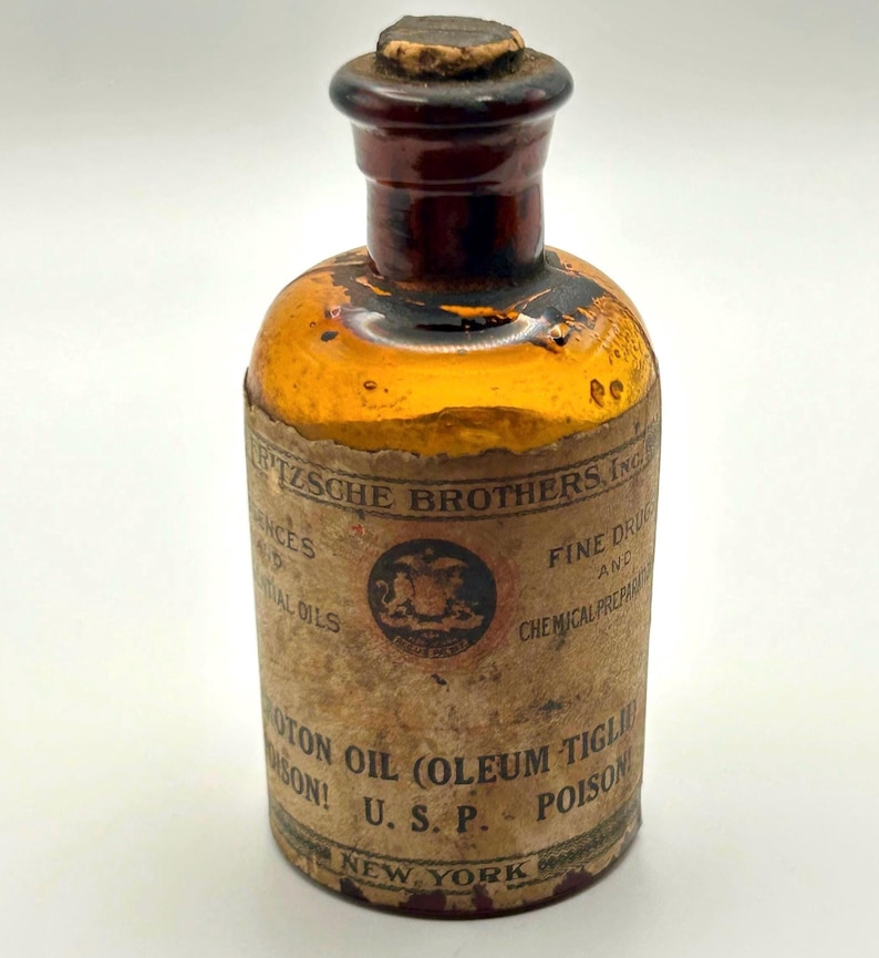 Antique POISON Amber Apothecary Bottle