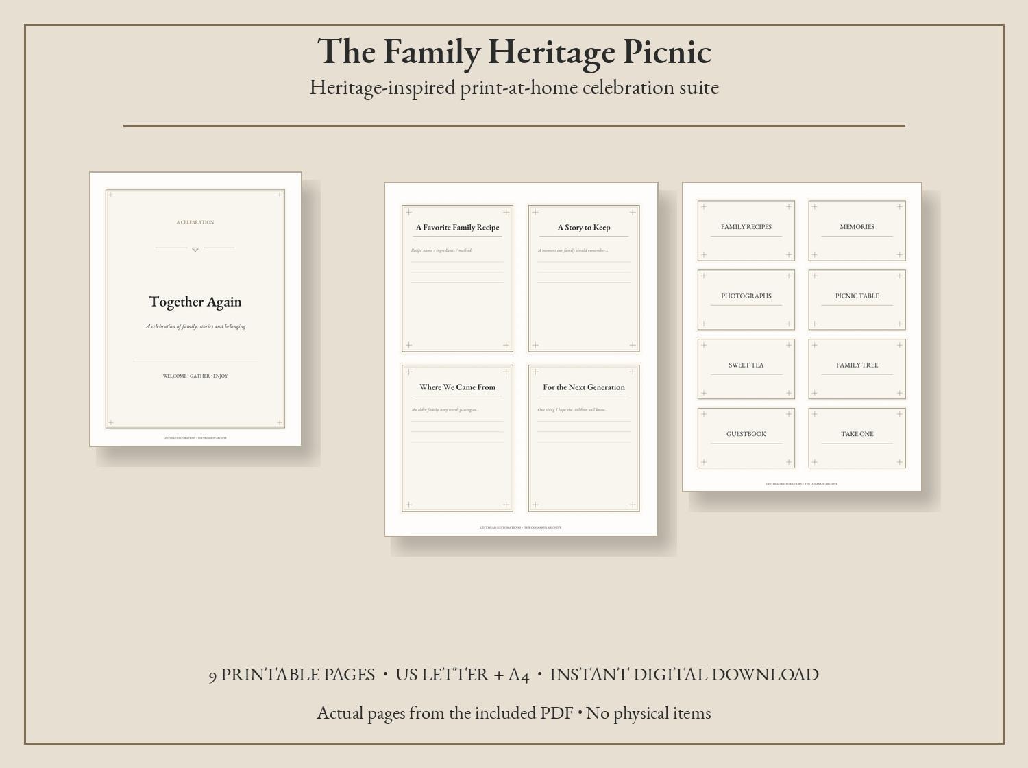 The Family Heritage Picnic Printable Party Kit — photograph 1