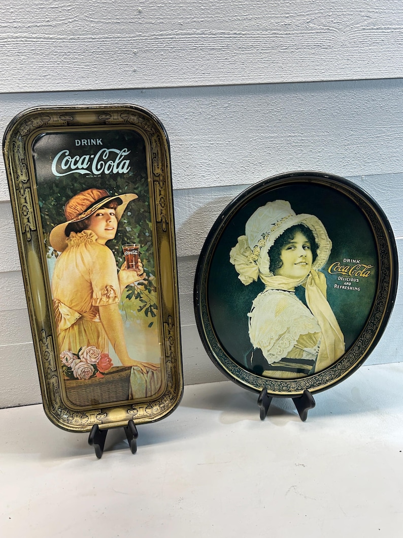 Vintage Coca-Cola Tray Set • 1970s Coke Advertising Reproductions