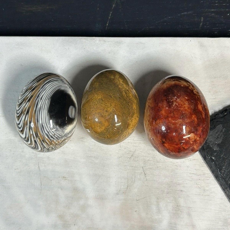 Jasper & Agate Gemstone Egg Trio