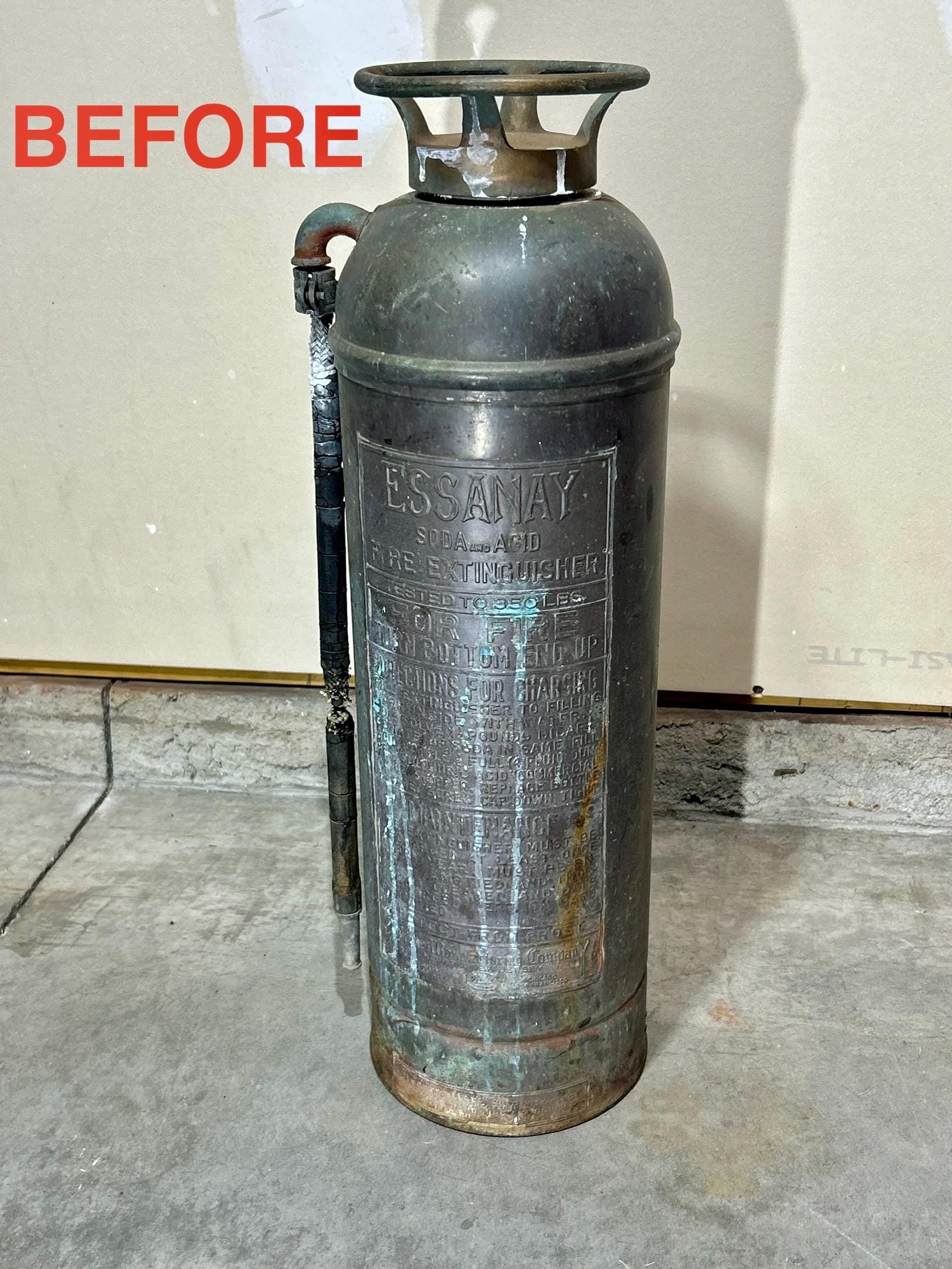 ESSANAY Soda Acid Fire Extinguisher Antique Copper Brass Original