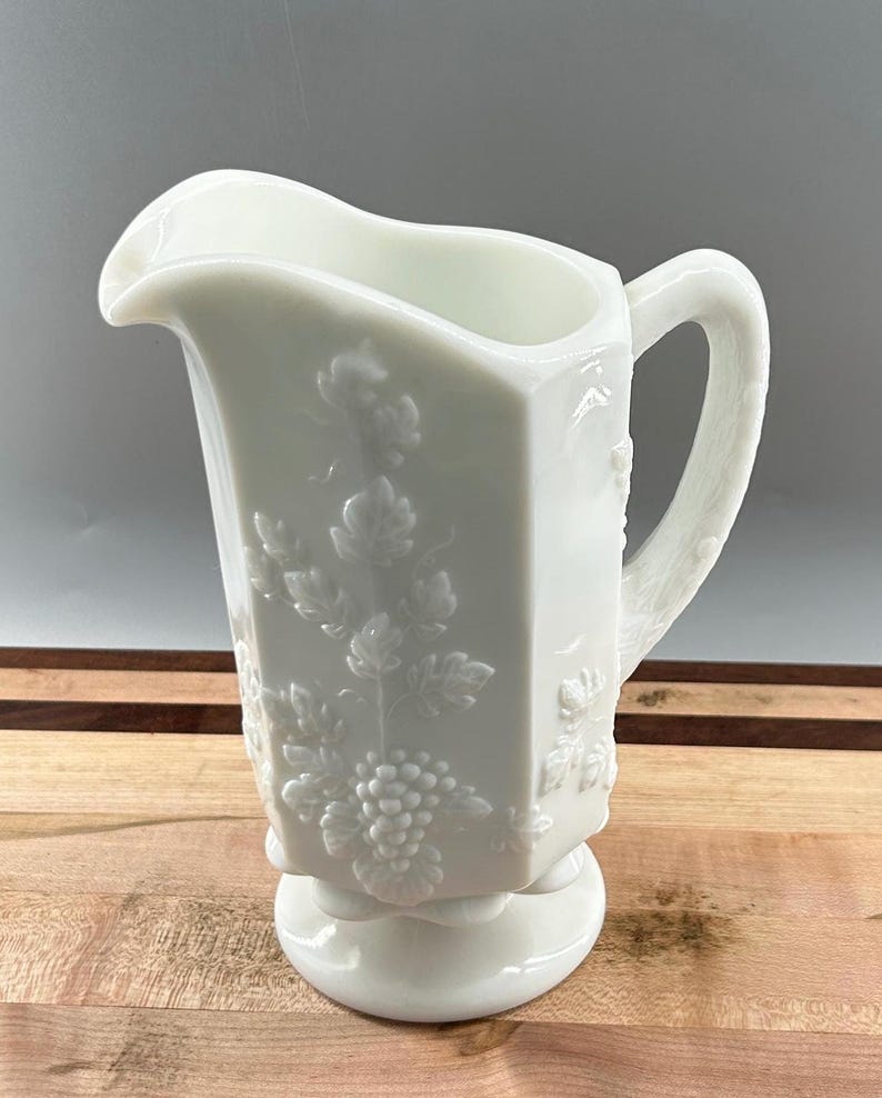 Westmoreland Paneled Grape Milk Glass Pitcher