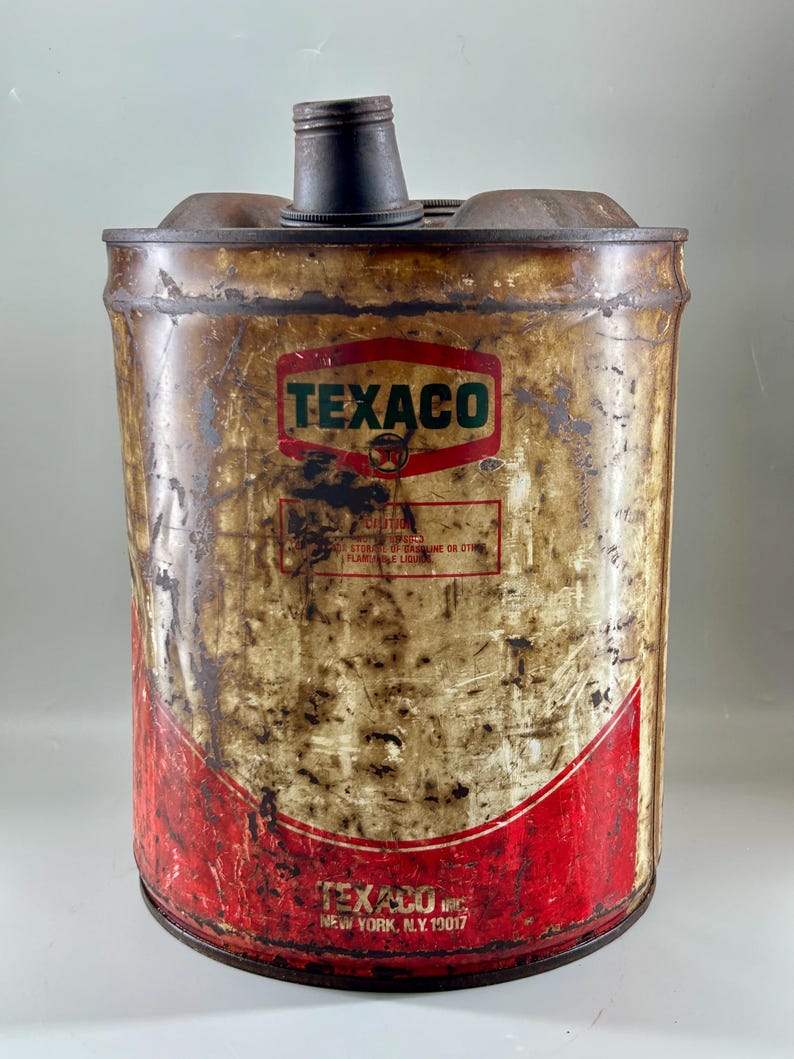 Vintage Texaco 5 Gallon Metal Oil Can Petroliana Gas Station Fuel ...