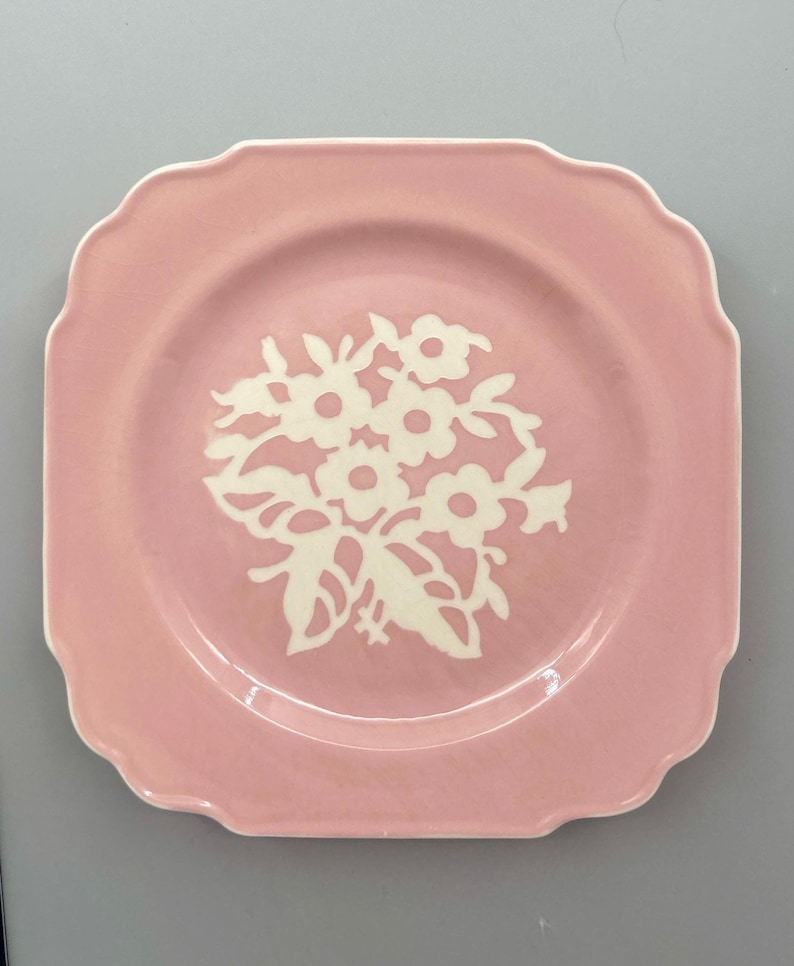Pair of Vintage Homer Laughlin Cameoware Pink Floral Dinner Plates
