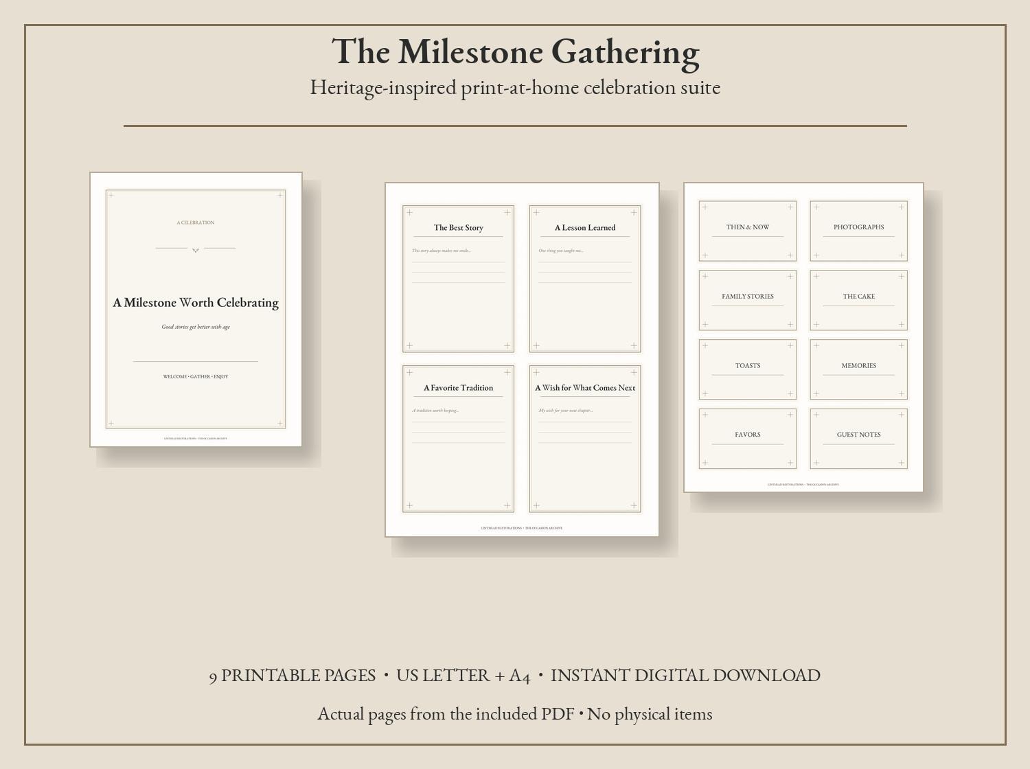 The Milestone Gathering Printable Party Kit — photograph 1