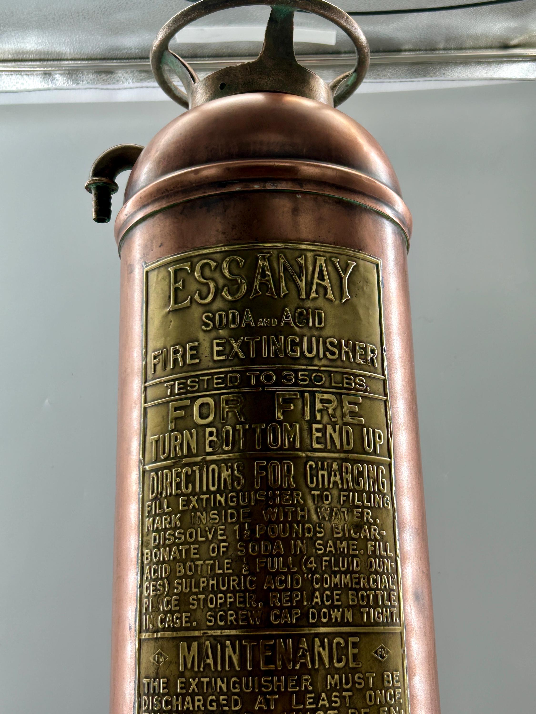 ESSANAY Soda Acid Fire Extinguisher Antique Copper Brass Original