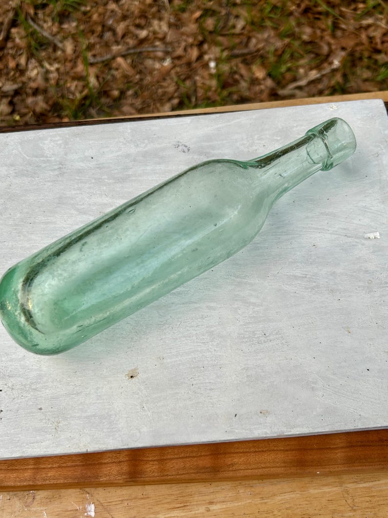 Antique Aqua Hand-Blown Utility Bottle