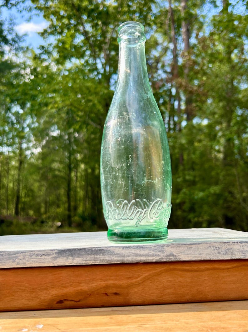 Antique Soda Bottle Billy Baxter 10 Oz Aqua Green Embossed Glass 1930s Advertising Bottle Bar Decor