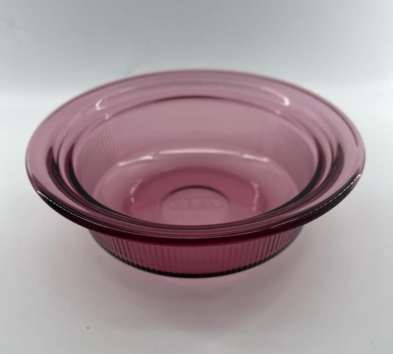 Vintage Corning Visions V-30-B Cranberry Glass Casserole Dish