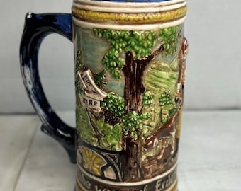 Boccale da birra vintage in gres olandese – 20 cm, decorazione in stile tedesco per appassionati di birra.