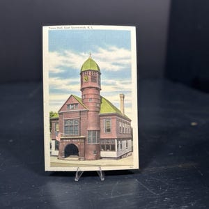 Prefeitura de Rhode Island, década de 1940, Segunda Guerra Mundial, East Greenwich, Rhode Island. Cartão postal vintage. Novo!