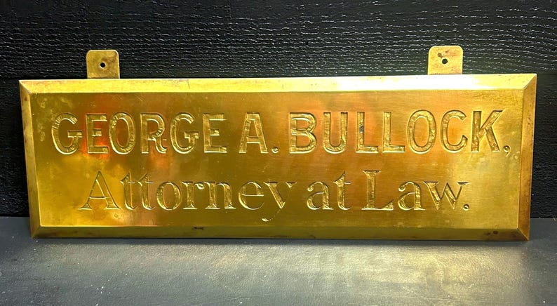 Restored Antique Brass Lawyer Sign