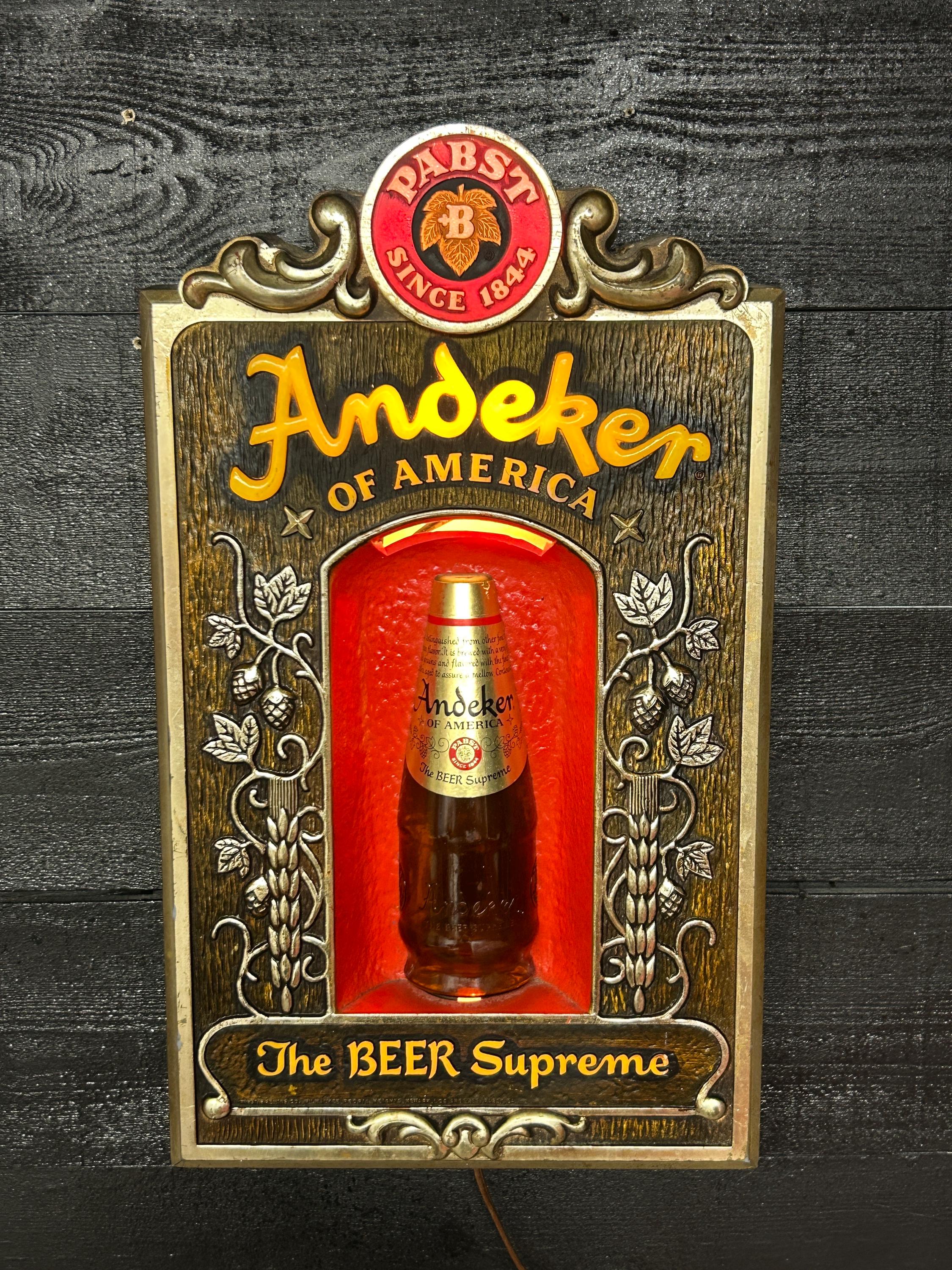 ★アンデカー ビール ボトル ライト付きサイン/ ANDEKER /パブスト★ Andeker Beer Sign - Etsy