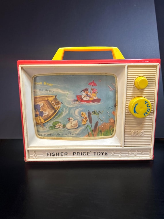 60's vintage「FISHER PRICE」ピーカブー　TV オルゴール Fisher-price Music Box TV London Bridge Row Your Boat Vintage