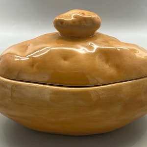 Atlantic Mold Potato Form Covered Dish • Novelty Lidded Potato Container • Studio Pottery Sculptural Ceramic • Signed 1981