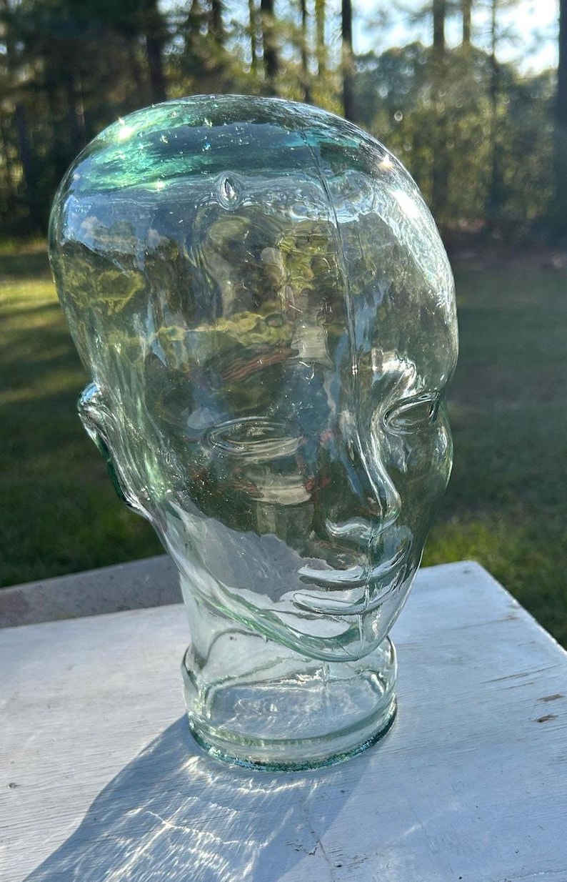 Vintage Green Glass Head Bust