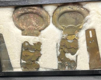 Civil War Era Copper Relics – Framed Riker Mount – 1930s Documented Specimen Case – Authentic Military Artifact Display