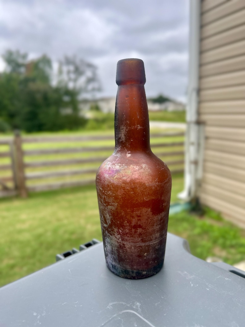 Antique Amber Glass Beer Bottle