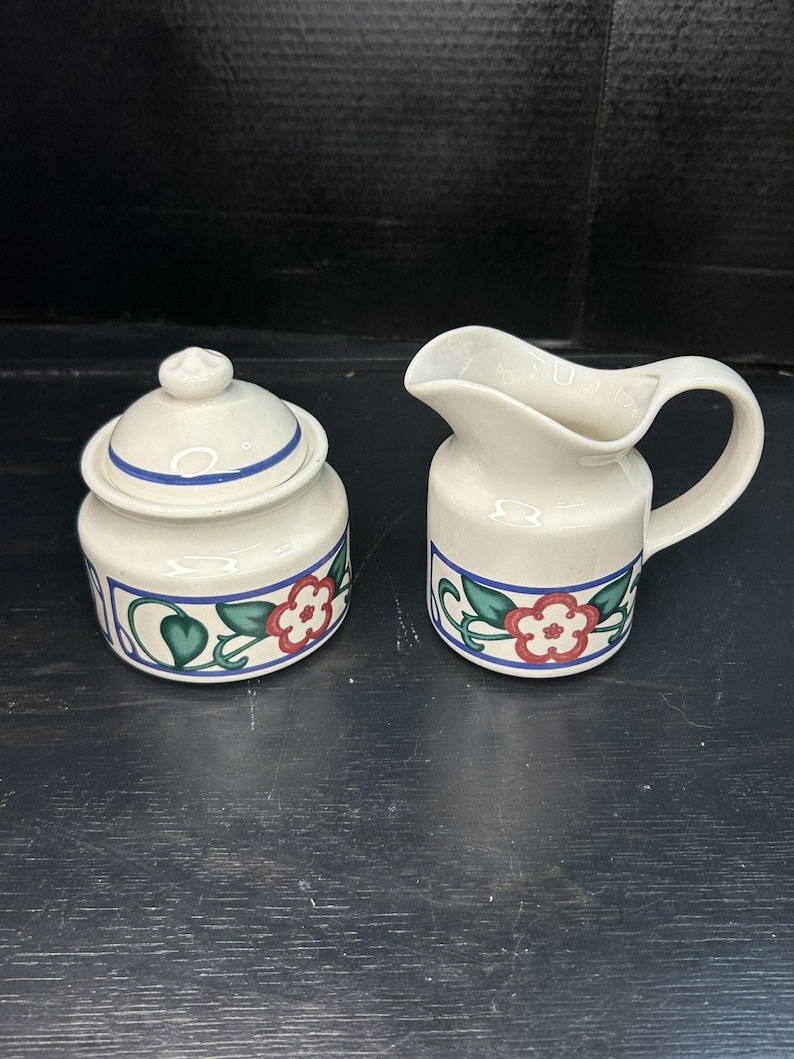 Vintage Pfaltzgraff Arbor Vine Creamer and Sugar Set