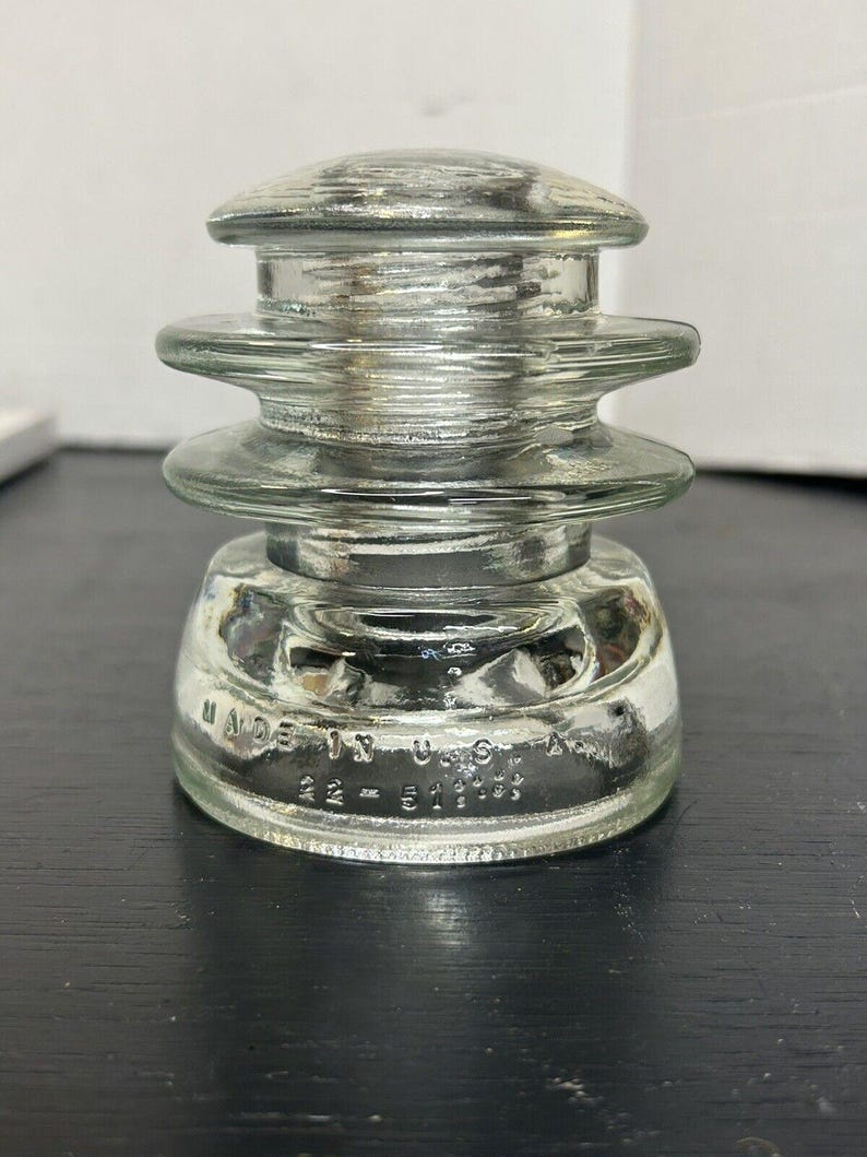 Antique Hemingray-56 Clear Glass Insulator CD 154 USA Telephone Line Glass Collectible