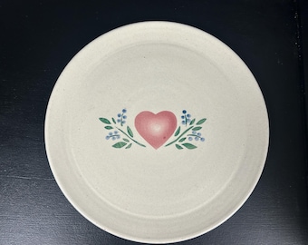 Vintage Stoneware Heart Plate 11-Inch, Rustic Country Kitchen Decor, Primitive Folk Art Wall Plate
