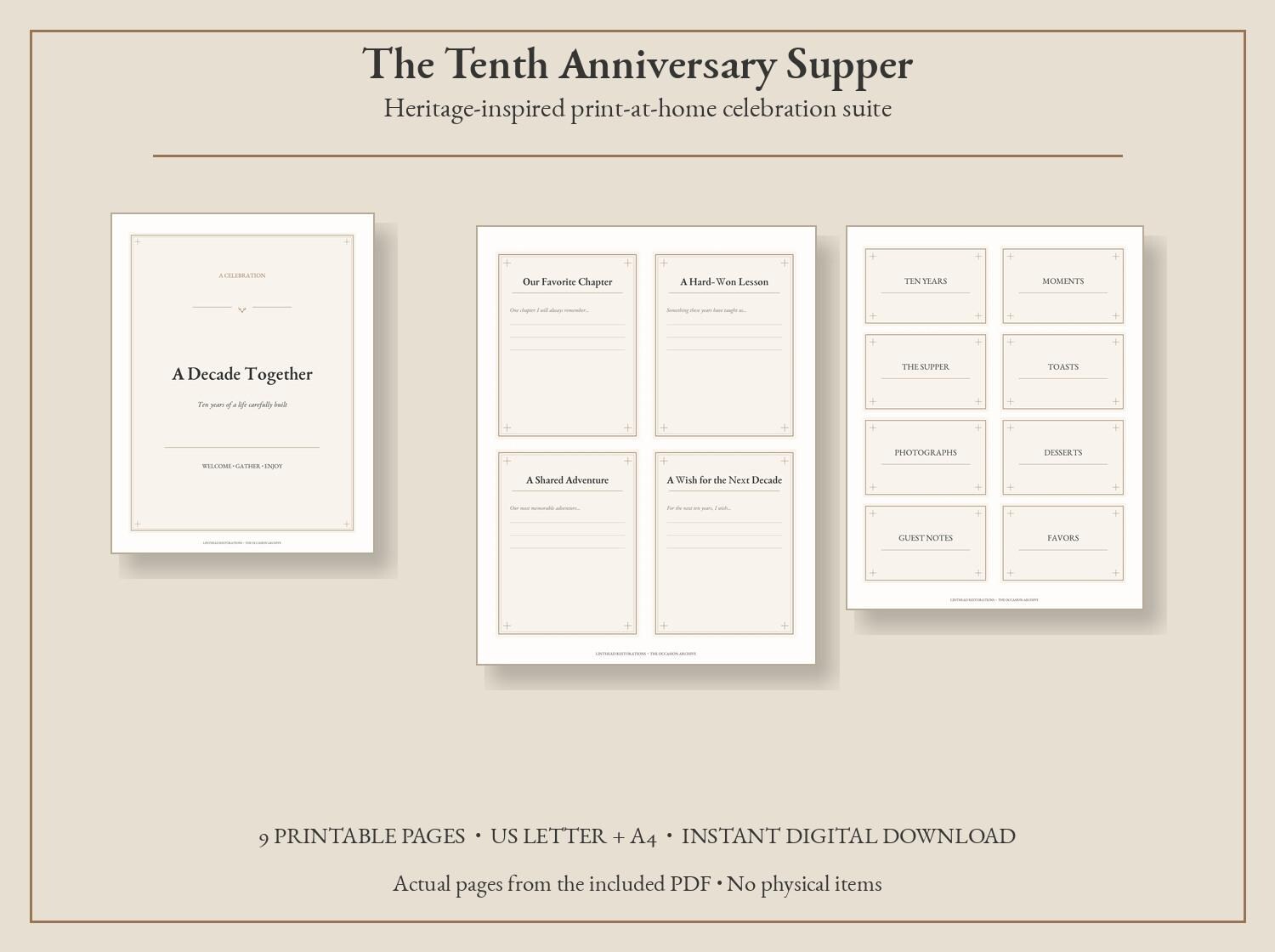 The Tenth Anniversary Supper Printable Party Kit — photograph 1
