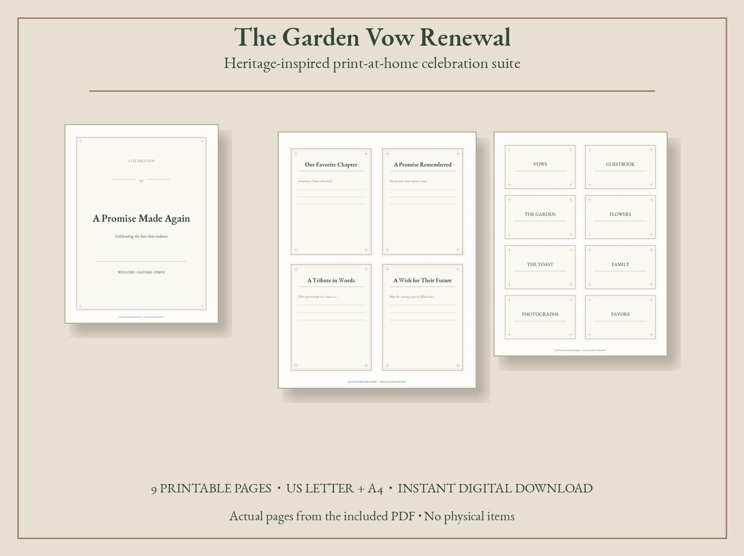 The Garden Vow Renewal Printable Party Kit — photograph 1