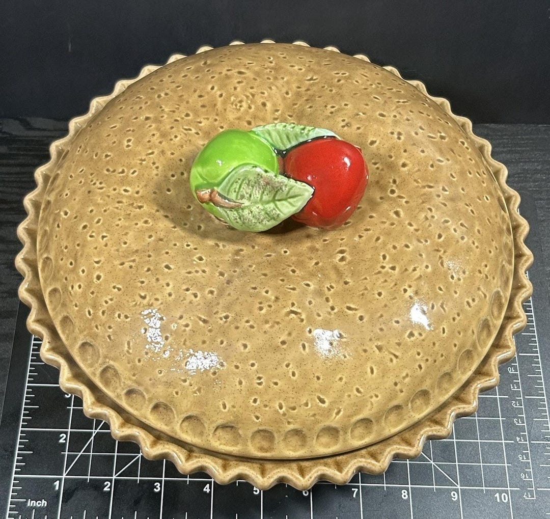 Crust Topper Vintage Ceramic Apple Pie Keeper – Crust Topper, Farmhouse Kitchen ...