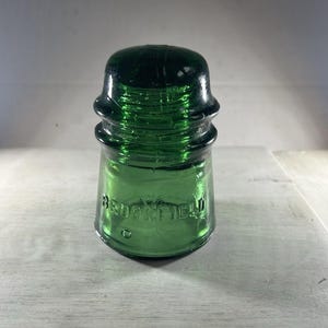 Extremely Rare Brookfield CD 145 Insulator – Deep Emerald Green Glass – Antique Telegraph Utility Glass – Industrial Decor w/ Heavy Swirls