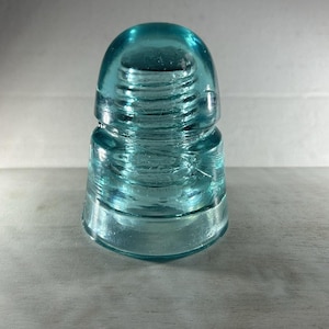 Rare Antique Brookfield Glass Insulator CD 145 – Ice Blue Telegraph Telephone Pole Top – Vintage Utility Glass Industrial Decor. Gorgeous!