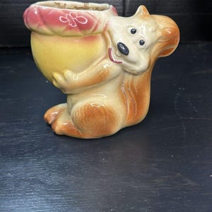 Vintage Ceramic Squirrel Planter Vase Pot Mid Century Retro Woodland Animal Figurine Pottery Cute Garden Home Decor. 1950&#39;s cute home decor