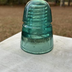 Antique H.C. & Co. Beehive Glass Insulator – EARLY!  Aqua Green Telegraph Line – Early Hemingray Style – Primitive Industrial Decor. Rare