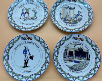 Servizio di piatti per il bicentenario della Rivoluzione Francese, porcellana Apilco France, Bastille Lafayette Estates General, 1989, decorazione da parete.