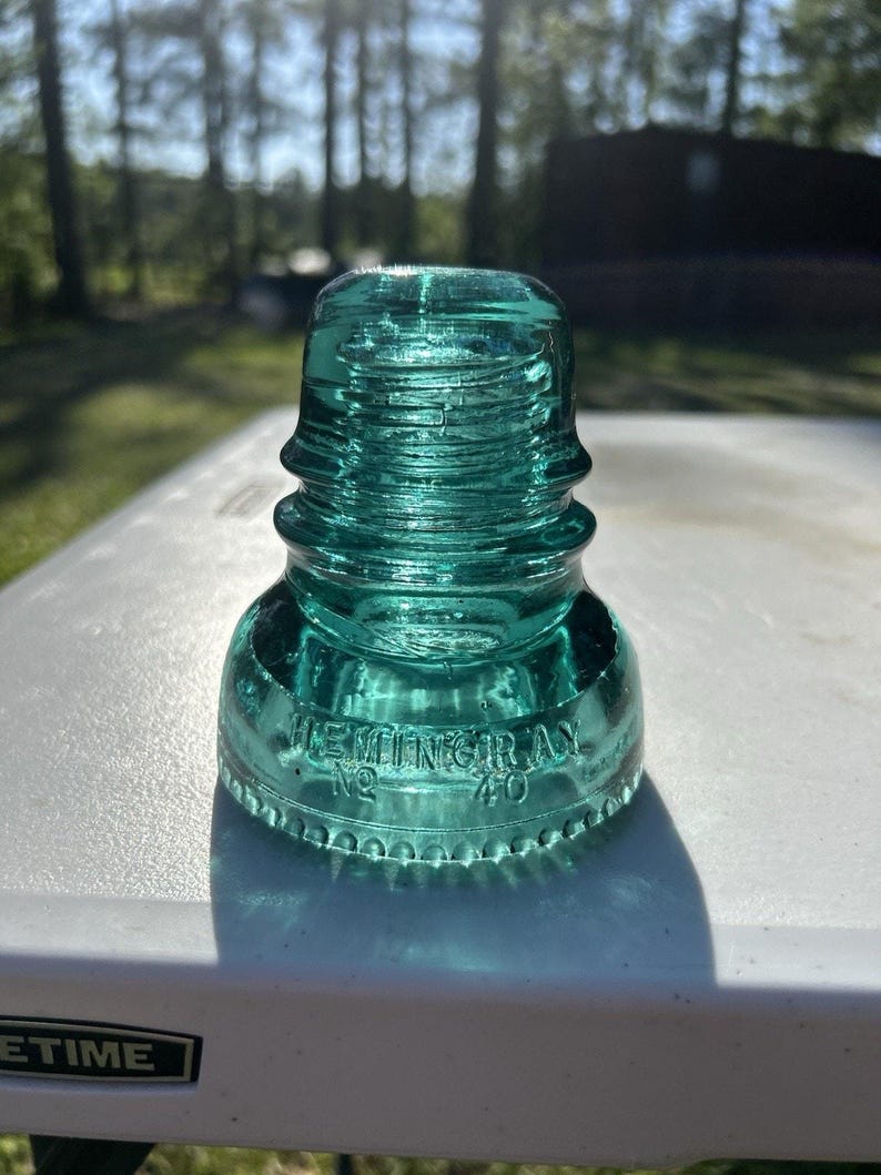 Antique Hemingray No. 40 Aqua Petticoat Insulator