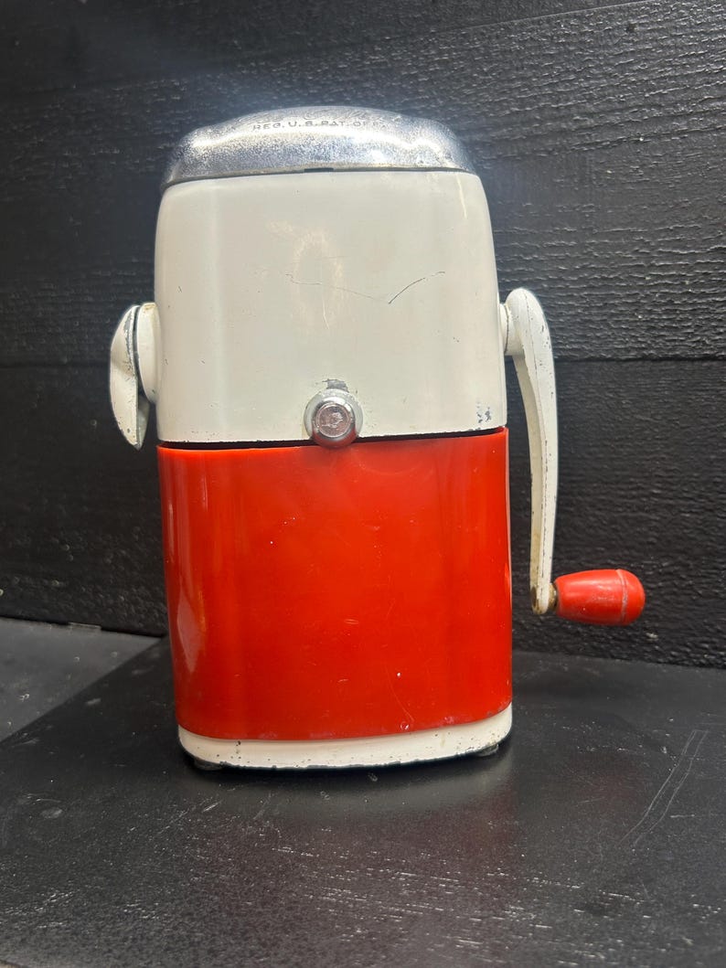 Vintage Rival Ice-O-Mat Ice Crusher Working Red White Mid Century Modern Retro Barware