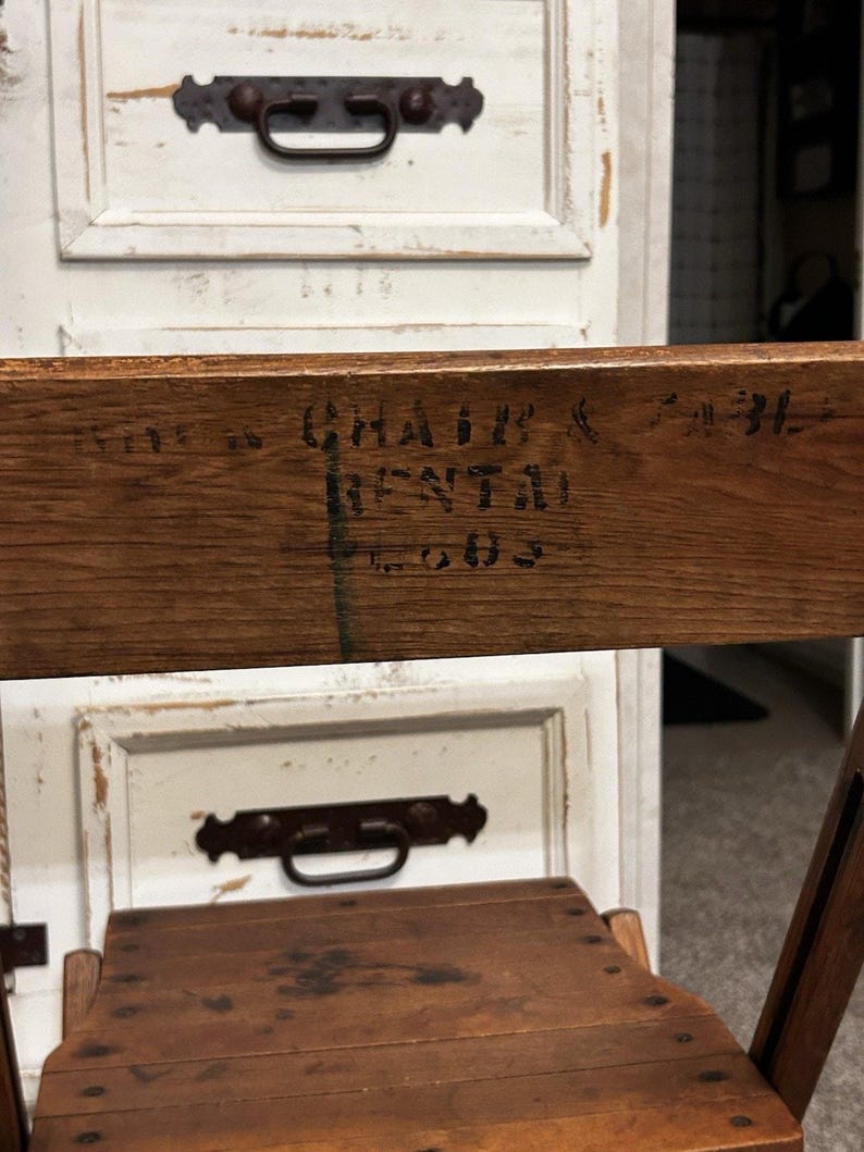 Vintage Solid Oak Folding Chair Vintage Wooden Slat Seat Rustic Farmhouse Primitive Decor Compact Collapsible Wood Chair zdjęcie 10