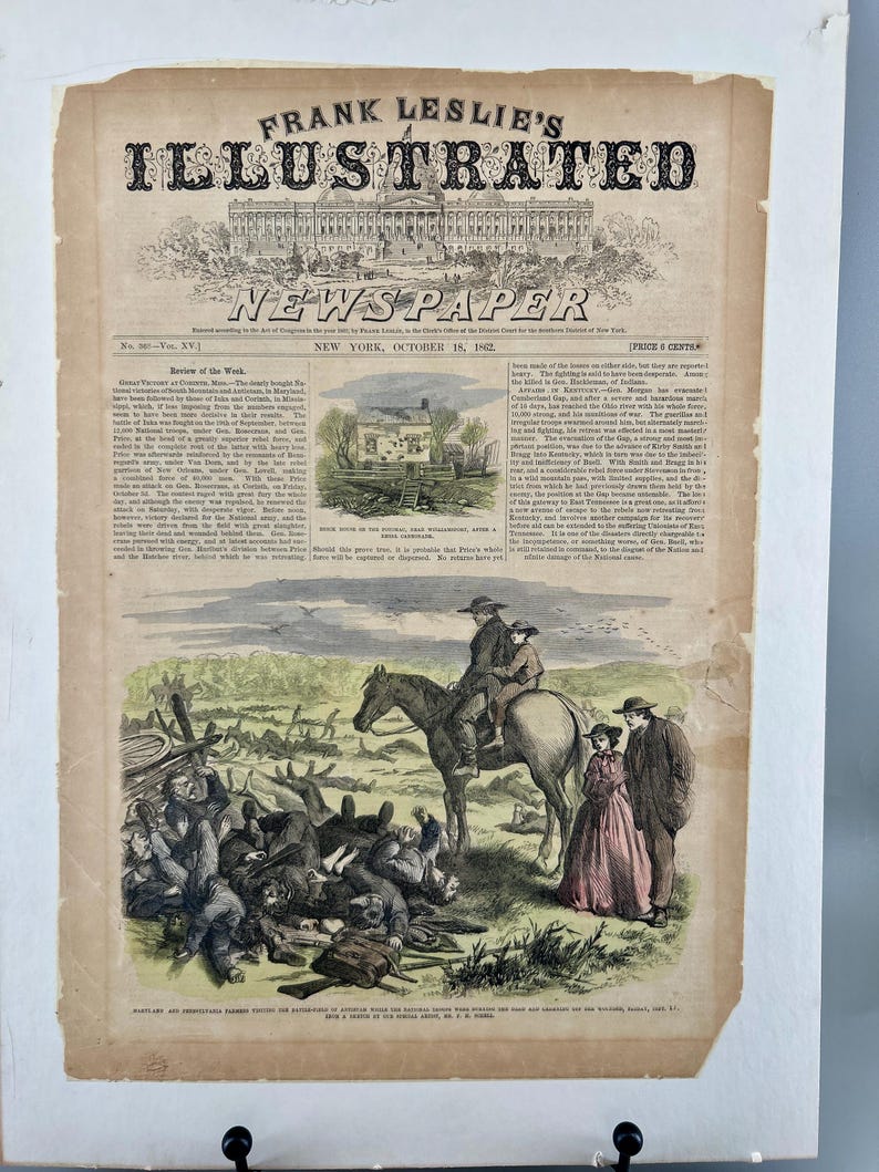 1862 Civil War Antietam Battlefield Engraving