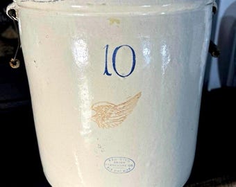 Antique Red Wing 10 Gallon Stoneware Crock with Wing Logo - Etsy 日本