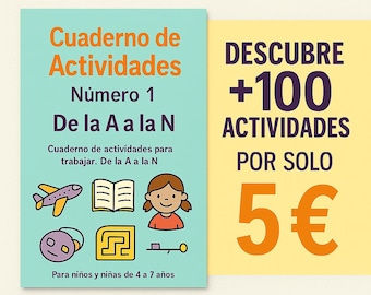 Arbeitsbuch mit über 100 Aktivitäten für Kinder von 4 bis 8 Jahren. Sofortiger Download.