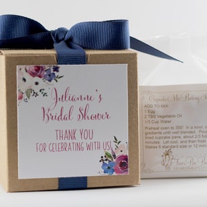 Bridal Shower Favors  | Floral Shower Favor | Navy Floral Bridal Shower | Modern Shower Favor | Cupcake Mix | Custom Label