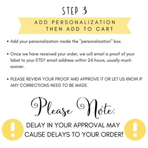 a white card with a yellow ribbon that says please note