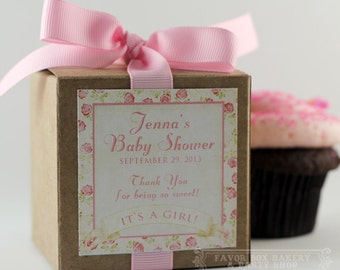Shabby Chic Baby Shower Favors  | Baby Girl Shower | Baby Shower Favor | Pink Roses | Cupcake Mix | Cupcake Shower Favor