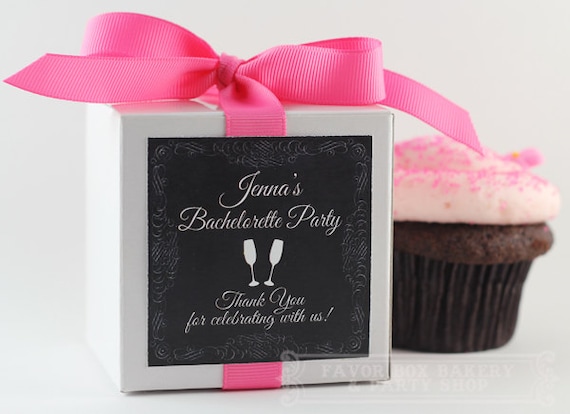 Bachelorette Party Favors  | Champagne Party Favor | Bachelorette Party | Black | Pink | Cupcake Box | Custom Label | Cupcake Mix
