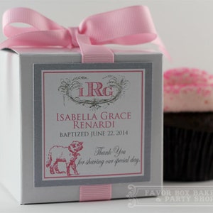 Christening Favors I Baptism Favor I Little Lamb I Baby Girl Christening I Cupcake Box I Cupcake Mix I Personalized Favors