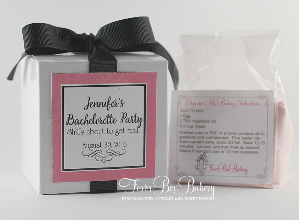 Bachelorette Party Favors Naughty Party Favor Bachelorette Party Black Pink  Cupcake Box Cupcake Mix Personalized 