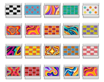 Y2k 2000s Silver Italian Charms | Stainless Steel, Nostalgic, Groovy Aesthetic, Tiles, Checker Patterns, Vintage Style, Gifts