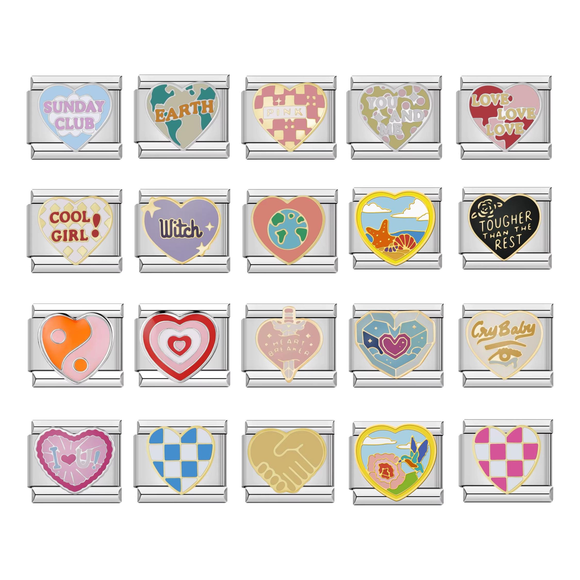 Y2K Stainless Steel Italian Charms: Nostalgic 2000s Hearts